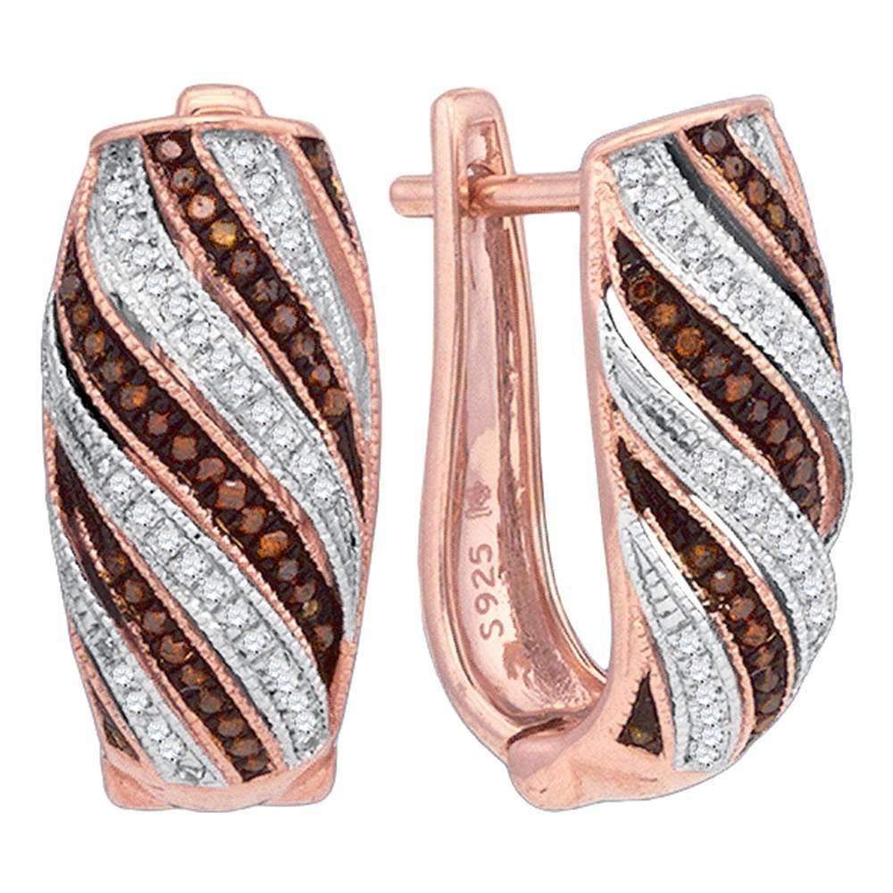 Gold Hoop Earrings With Red Diamonds