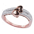 10k Rose Gold Women's Red Diamond Heart Ring - FREE Shipping (US/CA)-Gold & Diamond Heart Rings-5-JadeMoghul Inc.