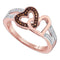 10k Rose Gold Women's Red Diamond Hearts Ring - FREE Shipping (US/CA)-Gold & Diamond Heart Rings-5-JadeMoghul Inc.