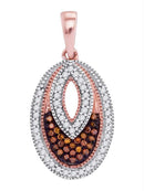 10k Rose Gold Women's Red Diamond Oval Pendant - FREE Shipping (US/CA)-Gold & Diamond Pendants & Necklaces-JadeMoghul Inc.