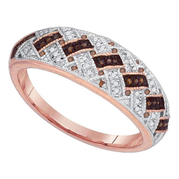 10k Rose Gold Women's Red Diamond Ring-Gold & Diamond Bands-JadeMoghul Inc.