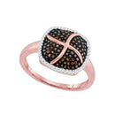10k Rose Gold Women's Red Diamond Square Cluster Ring - FREE Shipping (US/CA)-Rings And Bands-5-JadeMoghul Inc.