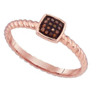 10k Rose Gold Women's Red Diamond Square Cluster Roped Ring - FREE Shipping (US/CA)-Rings And Bands-5-JadeMoghul Inc.