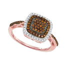 10k Rose Gold Women's Red Diamond Square Ring - FREE Shipping (US/CA)-Rings And Bands-5-JadeMoghul Inc.