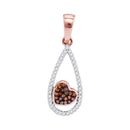 10k Rose Gold Women's Red Diamond Teardrop Heart Pendant - FREE Shipping (US/CA)-Gold & Diamond Pendants & Necklaces-JadeMoghul Inc.