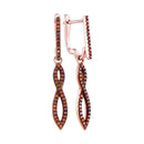 10k Rose Gold Women's Red Diamond Twist Dangle Earrings - FREE Shipping (US/CA)-Gold & Diamond Earrings-JadeMoghul Inc.