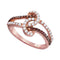 10k Rose Gold Women's Red Diamond Twist Ring - FREE Shipping (US/CA)-Gold & Diamond Fashion Rings-JadeMoghul Inc.
