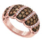 10k Rose Gold Women's Round Brown Diamond Cascading Ring - FREE Shipping (US/CA)-Gold & Diamond Bands-6.5-JadeMoghul Inc.