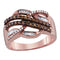 10k Rose Gold Women's Round Brown Diamond Crossover Ring - FREE Shipping (US/CA)-Gold & Diamond Bands-JadeMoghul Inc.