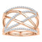 10k Rose Gold Women's Round Diamond Crossover Ring - FREE Shipping (US/CA)-Gold & Diamond Fashion Rings-JadeMoghul Inc.