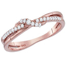 10k Rose Gold Women's Round Diamond Crossover Stackable Ring - FREE Shipping (US/CA)-Rings And Bands-5.5-JadeMoghul Inc.