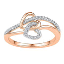 10k Rose Gold Women's Round Diamond Joined Hearts Ring - FREE Shipping (US/CA)-Rings And Bands-5-JadeMoghul Inc.