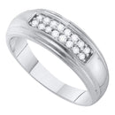 10k White Gold Round Diamond 2-row Men's Wedding Band - FREE Shipping (US/CA)-Gold & Diamond Wedding Jewelry-8-JadeMoghul Inc.
