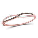 10kt Rose Gold Women's Brown Color Enhanced Diamond Bound Double Row Bangle Bracelet 1/2 Cttw-Gold & Diamond Bracelets-JadeMoghul Inc.