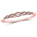 10kt Rose Gold Women's Brown Color Enhanced Diamond Braided Bangle Bracelet 3/4 Cttw-Gold & Diamond Bracelets-JadeMoghul Inc.
