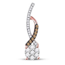 10kt Rose Gold Women's Brown Color Enhanced Diamond Cluster Pendant 1/4 Cttw-Gold & Diamond Pendants & Necklaces-JadeMoghul Inc.