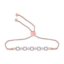 10kt Rose Gold Women's Diamond Linked Squares Bolo Bracelet 1/4 Cttw-Gold & Diamond Bracelets-JadeMoghul Inc.