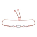 10kt Rose Gold Women's Diamond Oval Link Bolo Bracelet 1/3 Cttw-Gold & Diamond Bracelets-JadeMoghul Inc.