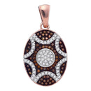 10kt Rose Gold Women's Red Color Enhanced Diamond Oval Starburst Pendant 1/3 Cttw-Gold & Diamond Pendants & Necklaces-JadeMoghul Inc.