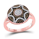 10kt Rose Gold Women's Red Color Enhanced Diamond Starburst Cluster Ring 1/3 Cttw-Gold & Diamond Rings-JadeMoghul Inc.