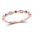 10kt Rose Gold Women's Ruby Oval Dot Stackable Band Ring 1/10 Cttw-Gold & Diamond Rings-JadeMoghul Inc.