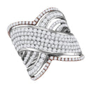 10kt Two-tone White Rose Gold Women's Round Diamond Cocktail Band Ring 2-1/2 Cttw - FREE Shipping (US/CAN)-Rings And Bands-5-JadeMoghul Inc.