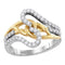 10kt Two-tone White Yellow Gold Women's Round Diamond Loop Lasso Band Ring 1-2 Cttw - FREE Shipping (US/CAN)-Gold & Diamond Bands-JadeMoghul Inc.