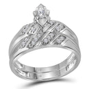 10kt White Gold His & Hers Marquise Diamond Solitaire Matching Bridal Wedding Ring Band Set 1/4 Cttw - FREE Shipping (US/CAN)-Gold & Diamond Trio Sets-5-JadeMoghul Inc.