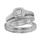 10kt White Gold His & Hers Round Diamond Cluster Matching Bridal Wedding Ring Band Set 1/10 Cttw - FREE Shipping (US/CAN)-Wedding Jewelry-6.5-JadeMoghul Inc.