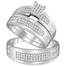 10kt White Gold His & Hers Round Diamond Cluster Matching Bridal Wedding Ring Band Set 1/2 Cttw - FREE Shipping (US/CAN)-Gold & Diamond Trio Sets-6-JadeMoghul Inc.