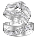 10kt White Gold His & Hers Round Diamond Cluster Matching Bridal Wedding Ring Band Set 1/2 Cttw - FREE Shipping (US/CAN)-Gold & Diamond Trio Sets-6.5-JadeMoghul Inc.