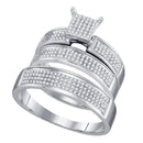 10kt White Gold His & Hers Round Diamond Cluster Matching Bridal Wedding Ring Band Set 1/2 Cttw - FREE Shipping (US/CAN)-Gold & Diamond Trio Sets-9-JadeMoghul Inc.