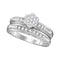 10kt White Gold His & Hers Round Diamond Cluster Matching Bridal Wedding Ring Band Set 1/2 Cttw - FREE Shipping (US/CAN)-Wedding Jewelry-5-JadeMoghul Inc.