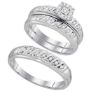 10kt White Gold His & Hers Round Diamond Cluster Matching Bridal Wedding Ring Band Set 1/3 Cttw - FREE Shipping (US/CAN)-Gold & Diamond Trio Sets-5-JadeMoghul Inc.