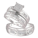 10kt White Gold His & Hers Round Diamond Cluster Matching Bridal Wedding Ring Band Set 1/5 Cttw - FREE Shipping (US/CAN)-Gold & Diamond Trio Sets-11-JadeMoghul Inc.