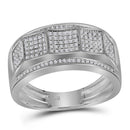 10kt White Gold Mens Diamond Band Ring 1/3 Cttw-Gold & Diamond Men Rings-JadeMoghul Inc.