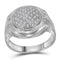 10kt White Gold Mens Diamond Circle Cluster Fashion Ring 1/3 Cttw-Gold & Diamond Men Rings-JadeMoghul Inc.