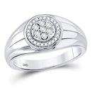 10kt White Gold Mens Diamond Circle Cluster Ring 1/10 Cttw-Gold & Diamond Men Rings-JadeMoghul Inc.