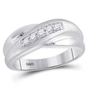 10kt White Gold Mens Diamond Diagonal Row Matte Band Ring 1/4 Cttw-Gold & Diamond Men Rings-JadeMoghul Inc.