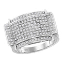 10kt White Gold Mens Diamond Rectangle Cluster Ring 1/2 Cttw-Gold & Diamond Men Rings-JadeMoghul Inc.