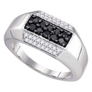 10kt White Gold Men's Round Black Color Enhanced Diamond Band Ring 3/4 Cttw - FREE Shipping (US/CAN)-Gold & Diamond Men Rings-8-JadeMoghul Inc.