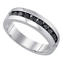 10kt White Gold Men's Round Black Color Enhanced Diamond Fashion Band 1.00 Cttw - FREE Shipping (US/CAN)-Gold & Diamond Men Rings-9-JadeMoghul Inc.