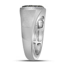 10kt White Gold Men's Round Black Color Enhanced Diamond Octagon Frame Cluster Ring 3/4 Cttw - FREE Shipping (US/CAN)-Gold & Diamond Men Rings-8-JadeMoghul Inc.