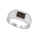 10kt White Gold Men's Round Black Color Enhanced Diamond Rectangle Frame Cluster Ring 1/5 Cttw - FREE Shipping (US/CAN)-Gold & Diamond Men Rings-8-JadeMoghul Inc.