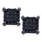 10kt White Gold Mens Round Black Color Enhanced Diamond Square Cluster Earrings 1-12 Cttw - FREE Shipping (USA/CAN)-Gold & Diamond Men Earrings-JadeMoghul Inc.