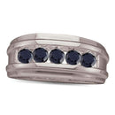 10kt White Gold Men's Round Black Color Enhanced Diamond Wedding Band 1.00 Cttw - FREE Shipping (US/CAN)-Gold & Diamond Men Rings-8-JadeMoghul Inc.