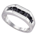 10kt White Gold Men's Round Black Color Enhanced Diamond Wedding Band Ring 1.00 Cttw - FREE Shipping (US/CAN)-Gold & Diamond Wedding Jewelry-8-JadeMoghul Inc.