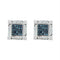 10kt White Gold Mens Round Blue Color Enhanced Diamond 3D Cube Square Earrings 3-4 Cttw-Gold & Diamond Men Earrings-JadeMoghul Inc.