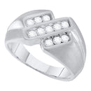10kt White Gold Mens Round Channel-set Diamond Triple Row Band Ring 1/2 Cttw - FREE Shipping (US/CAN)-Gold & Diamond Men Rings-11.5-JadeMoghul Inc.