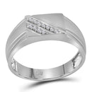 10kt White Gold Mens Round Diamond Diagonal Row Flat Top Fashion Ring 1/12 Cttw - FREE Shipping (US/CAN)-Gold & Diamond Men Rings-8-JadeMoghul Inc.